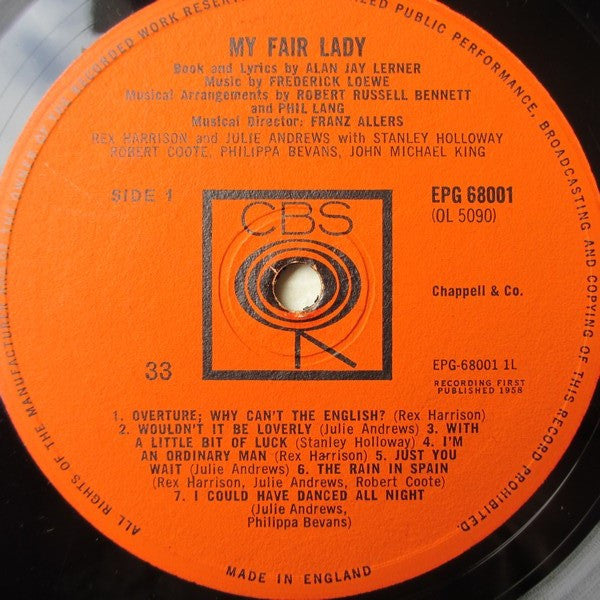 Rex Harrison, Julie Andrews With Stanley Holloway Book And Lyrics By Alan Jay Lerner Music By Frederick Loewe : My Fair Lady - Original Cast, Recorded In London (LP, Album, RE)