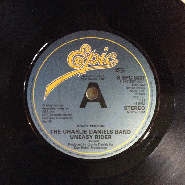 The Charlie Daniels Band : Uneasy Rider (7", Single, Promo)
