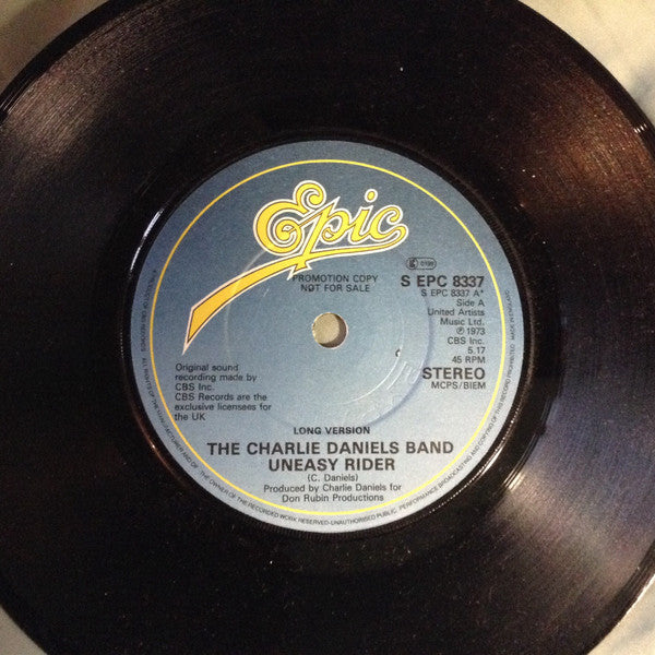 The Charlie Daniels Band : Uneasy Rider (7", Single, Promo)