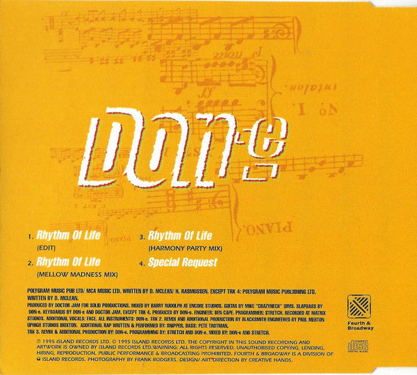 DON-E : Rhythm Of Life (CD, Single)