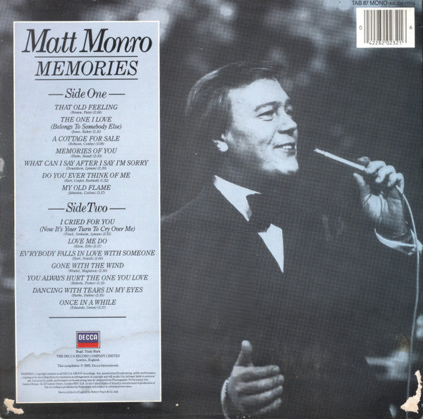 Matt Monro : Memories  (LP, Comp, MP)