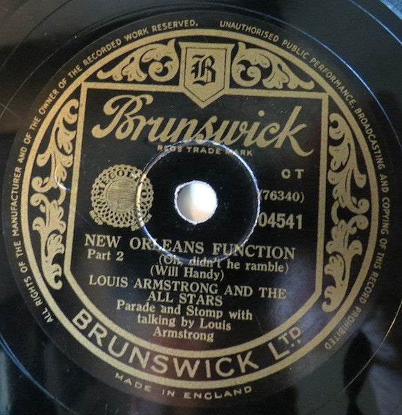 Louis Armstrong And His All-Stars : New Orleans Function (Shellac, 10")