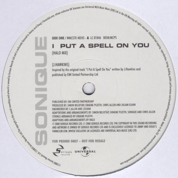 Sonique : I Put A Spell On You (12", Single, Promo)
