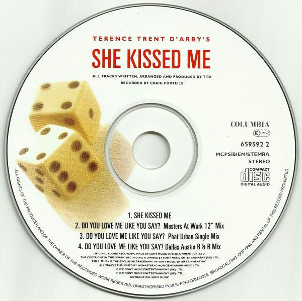 Terence Trent D'Arby : She Kissed Me (CD, Single, Dig)