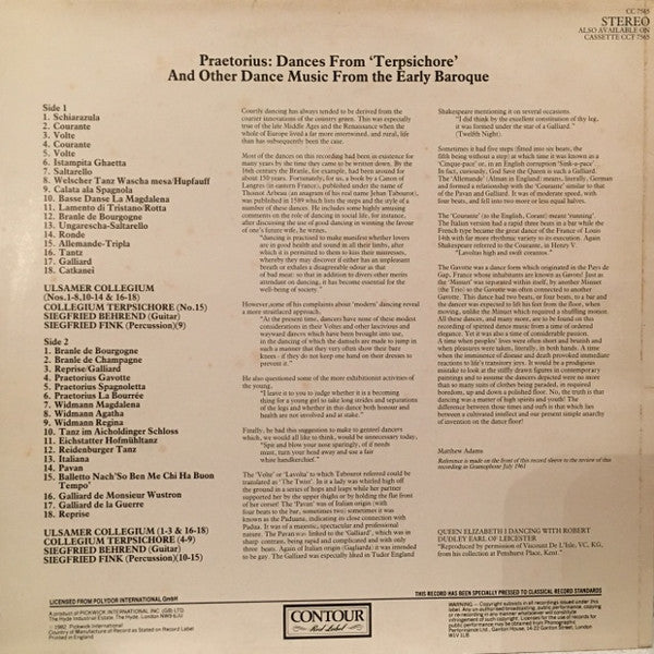 Michael Praetorius, Collegium Terpsichore, Ulsamer Collegium, Siegfried Behrend, Siegfried Fink : Dances From "Terpsichore" And Other Dances From The Early Baroque (LP, Comp, RE)
