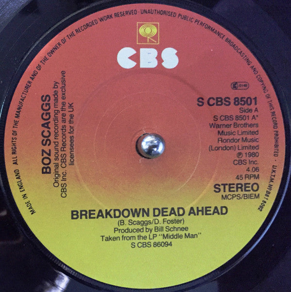 Boz Scaggs : Breakdown Dead Ahead (7", Single)