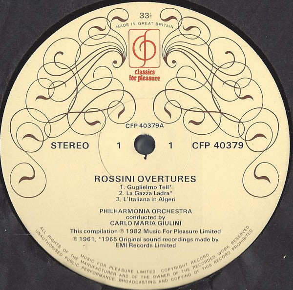 Gioacchino Rossini, Philharmonia Orchestra, Carlo Maria Giulini : 7 Rossini Overtures (LP, RE)