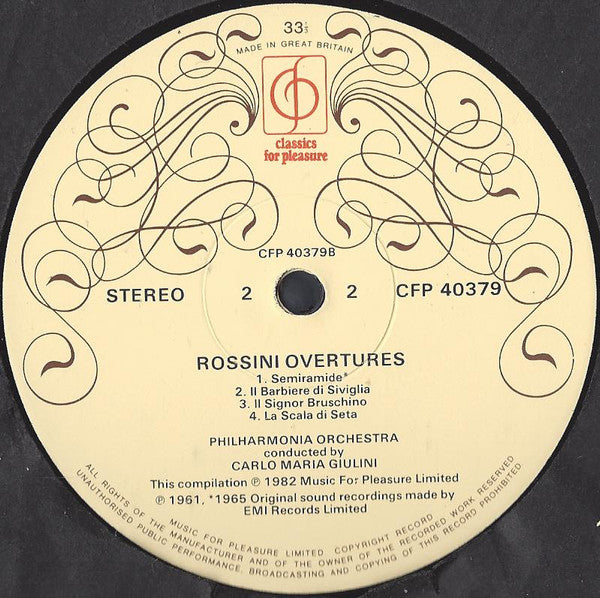 Gioacchino Rossini, Philharmonia Orchestra, Carlo Maria Giulini : 7 Rossini Overtures (LP, RE)