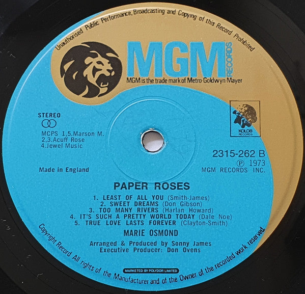 Marie Osmond : Paper Roses (LP, Album)
