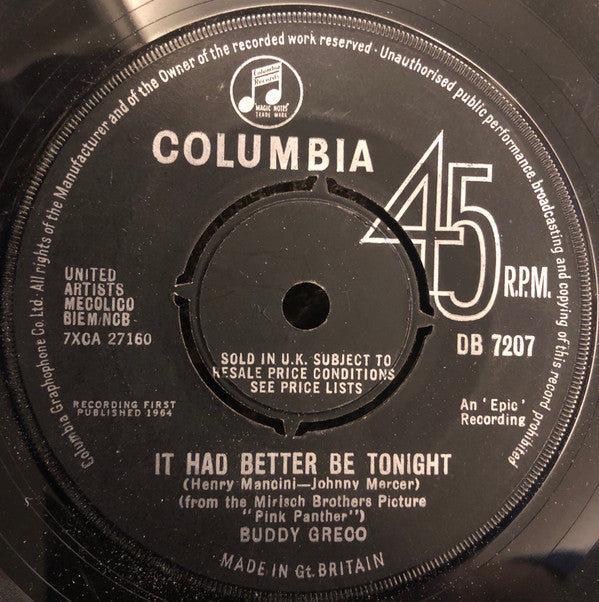 Buddy Greco : It Had Better Be Tonight (7")