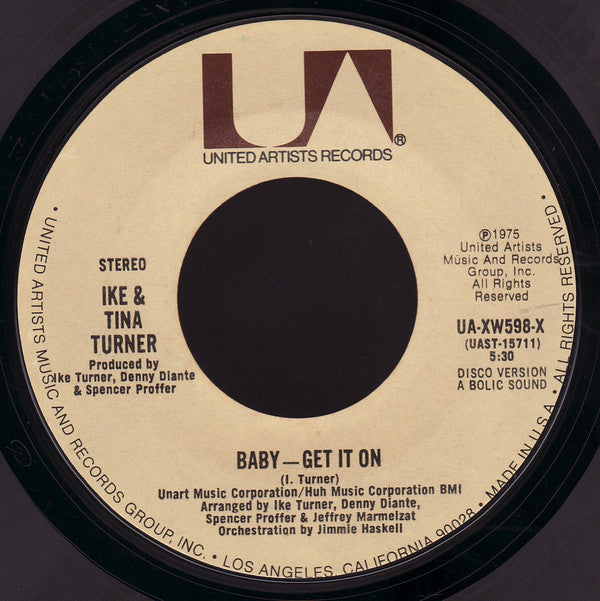 Ike & Tina Turner : Baby - Get It On (7", Single, Styrene, Ter)