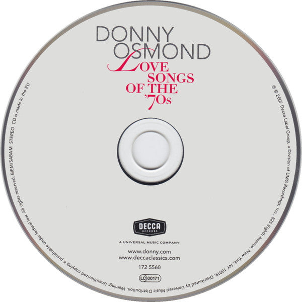 Donny Osmond : Love Songs Of The '70s (CD, Album)