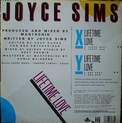 Joyce Sims : Lifetime Love (12", Single)