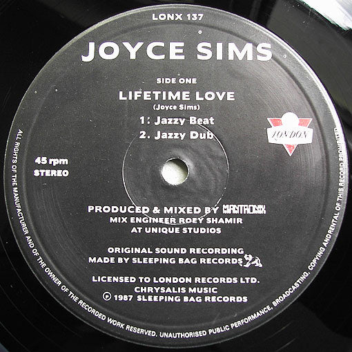 Joyce Sims : Lifetime Love (12", Single)