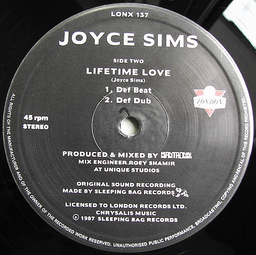 Joyce Sims : Lifetime Love (12", Single)