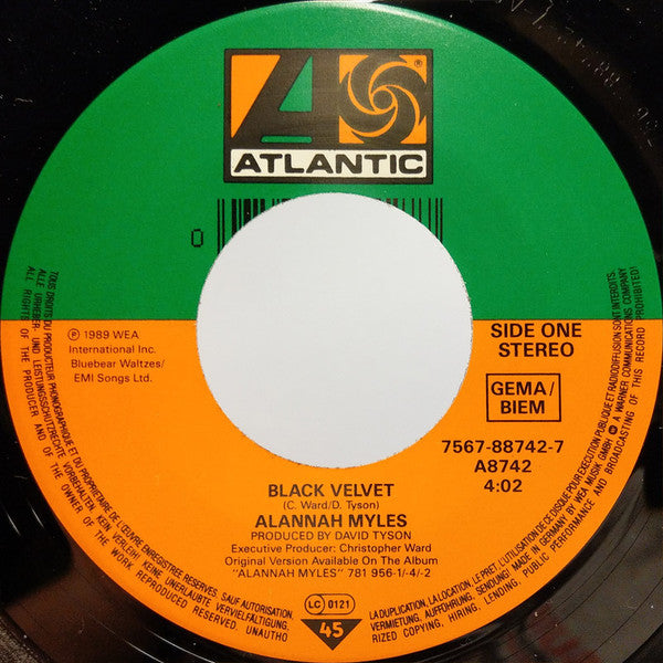 Alannah Myles : Black Velvet (7", Single, Lar)
