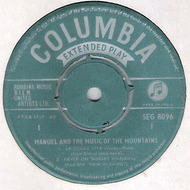 Manuel And His Music Of The Mountains : The Music Of Manuel (7", EP, Mono)