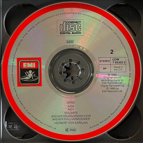 Giuseppe Verdi, Mirella Freni, José Carreras, Agnes Baltsa, Piero Cappuccilli, Ruggero Raimondi, José van Dam, Katia Ricciarelli, Thomas Moser, Wiener Staatsopernchor, Wiener Philharmoniker, Herbert Von Karajan : Aida (3xCD, RM + Box, RE)