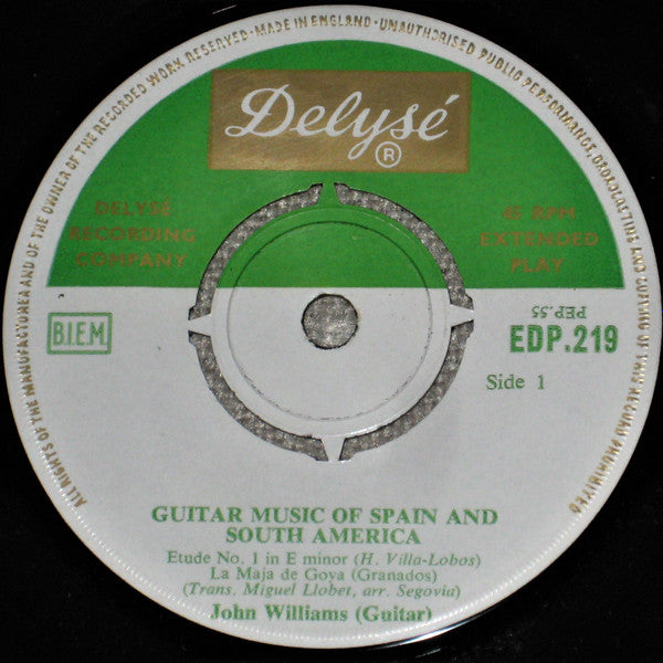 John Williams (7) : Guitar Music Of Spain And South America (7", EP)