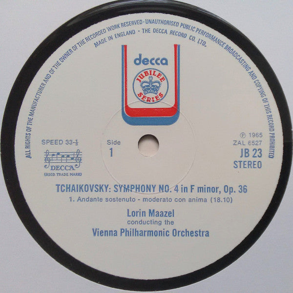 Pyotr Ilyich Tchaikovsky, Wiener Philharmoniker, Lorin Maazel : Symphonie No. 4 In F Minor (LP, Album, RE)