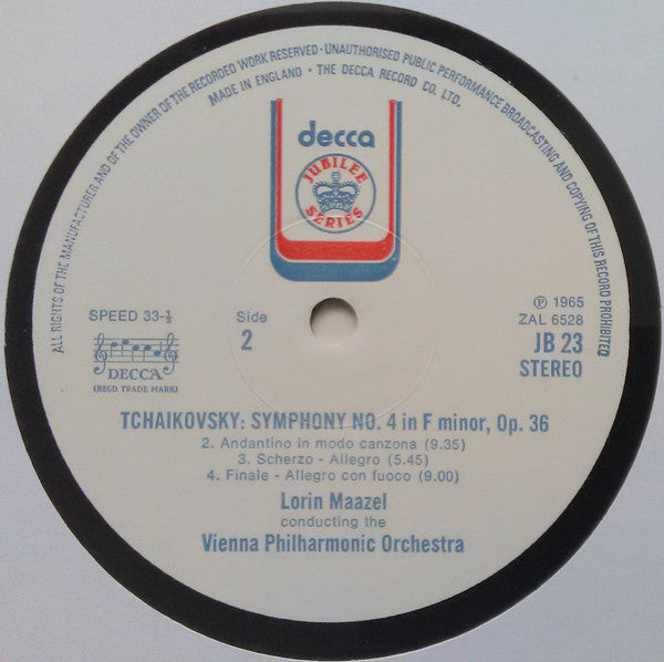 Pyotr Ilyich Tchaikovsky, Wiener Philharmoniker, Lorin Maazel : Symphonie No. 4 In F Minor (LP, Album, RE)