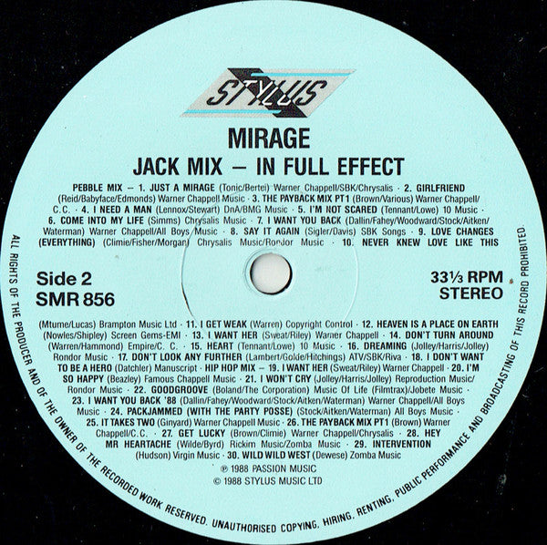 Mirage (12) : Jack Mix (In Full Effect) (LP, Album, Mixed)