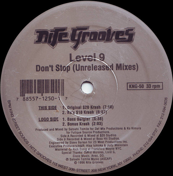 Level 9 : Don't Stop (Unreleased Mixes) (12")