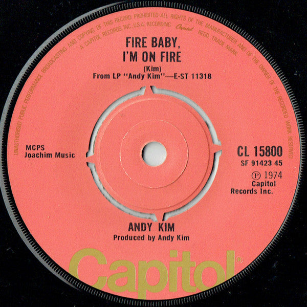 Andy Kim : Fire Baby, I'm On Fire (7", Single)