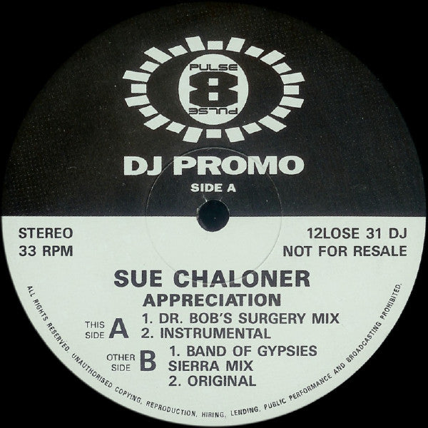 Sue Chaloner : Appreciation (12", Promo)