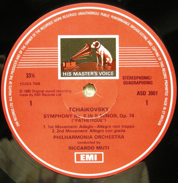 Pyotr Ilyich Tchaikovsky - Riccardo Muti / Philharmonia Orchestra : Symphony No.6 "Pathétique" (LP, Album, Quad)