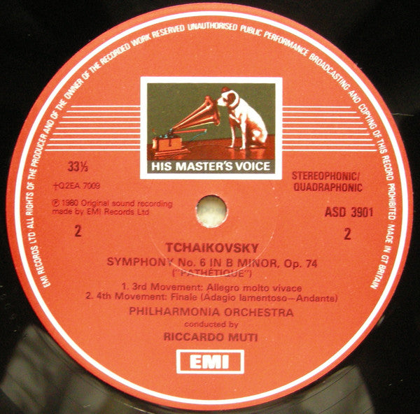 Pyotr Ilyich Tchaikovsky - Riccardo Muti / Philharmonia Orchestra : Symphony No.6 "Pathétique" (LP, Album, Quad)