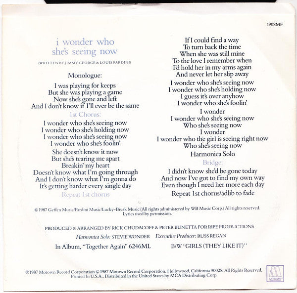The Temptations : I Wonder Who She's Seeing Now (7", Single)
