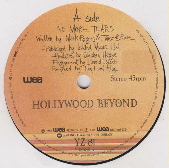 Hollywood Beyond : No More Tears (7", Single)