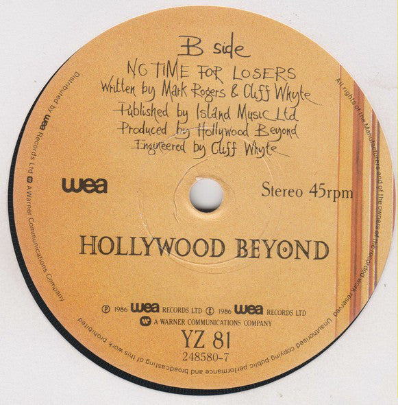Hollywood Beyond : No More Tears (7", Single)