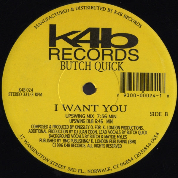 Butch Quick : I Want You (12")