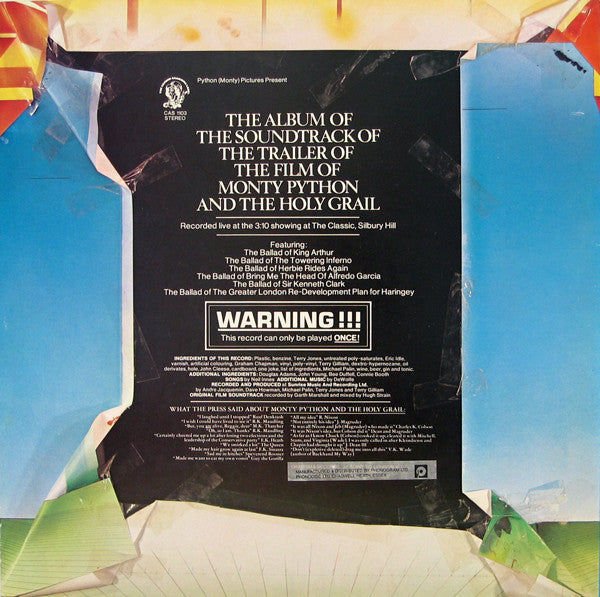 Monty Python : The Album Of The Soundtrack Of The Trailer Of The Film Of Monty Python And The Holy Grail (Executive Version) (LP, Album, RE)