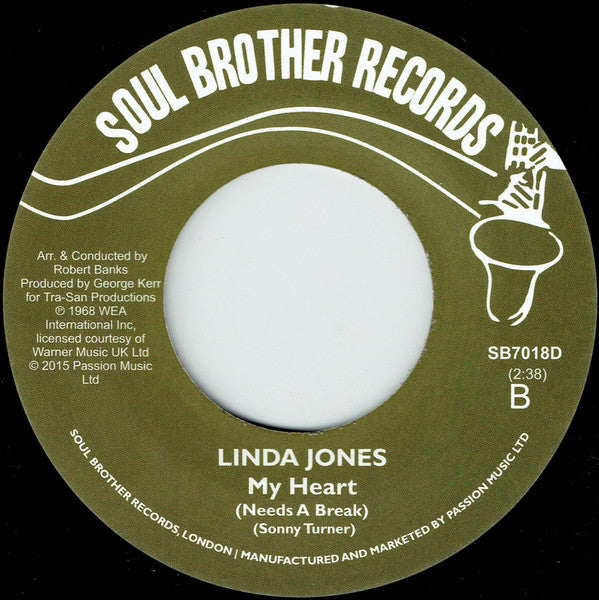 Linda Jones : I Just Can't Live My Life (Without You Babe) / My Heart (Needs A Break) (7", Single, RE, Lar)