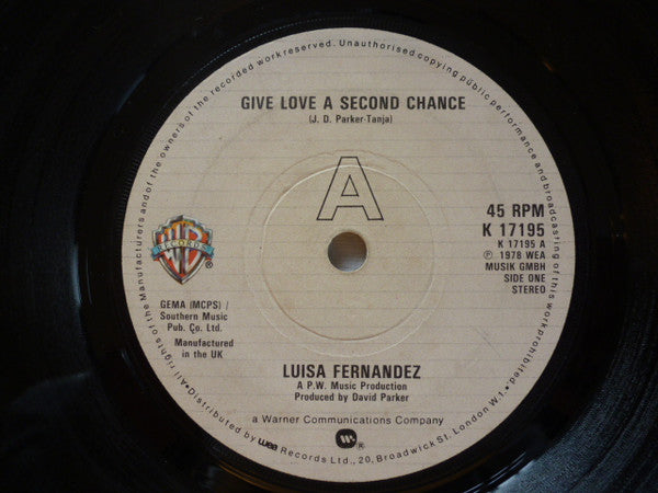 Luisa Fernandez : Give Love A Second Chance (7", Single, Sol)