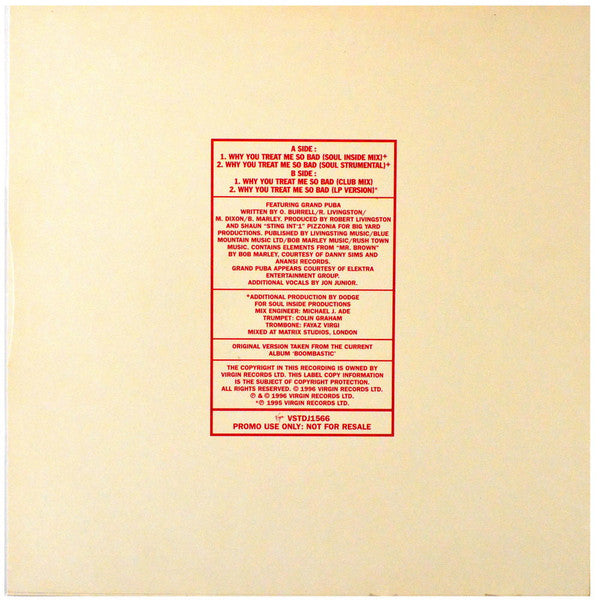 Shaggy : Why You Treat Me So Bad (12", Promo)