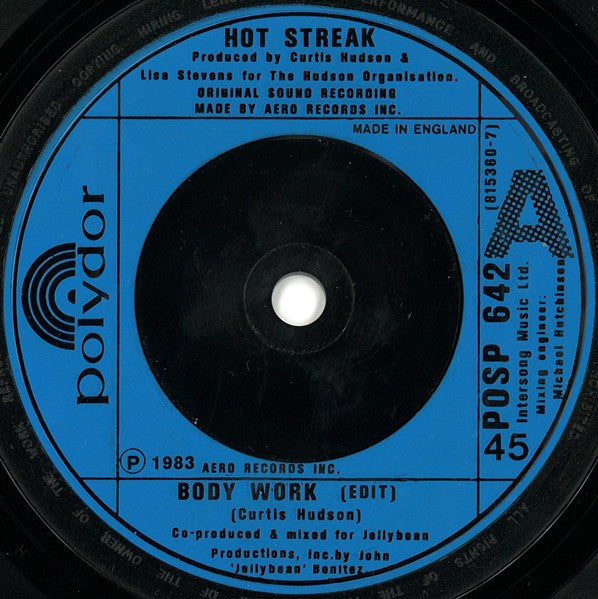 Hot Streak : Body Work (7", Single, Blu)