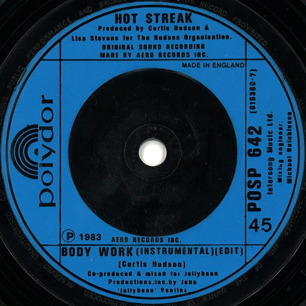 Hot Streak : Body Work (7", Single, Blu)
