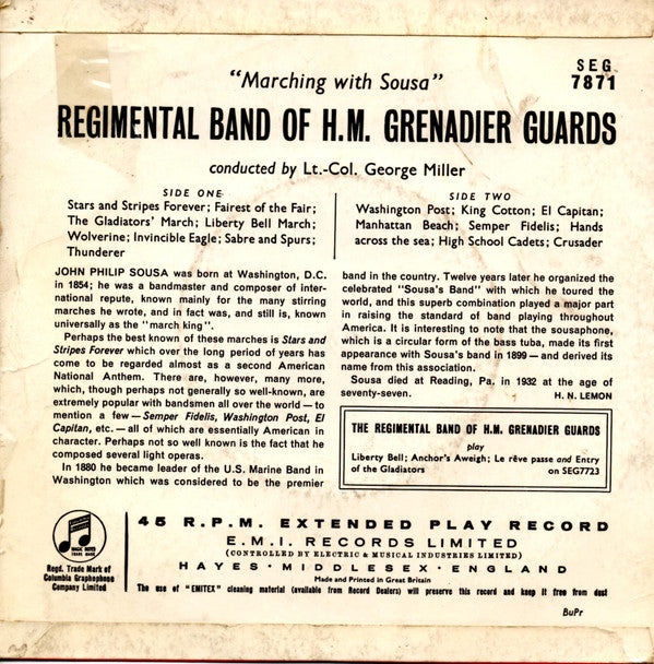 The Band Of The Grenadier Guards : Marching With Sousa (7", EP)
