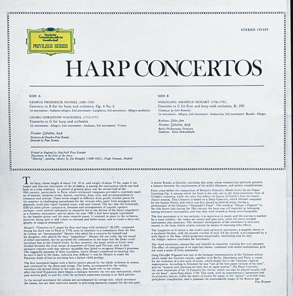 Nicanor Zabaleta : Harp Concertos (LP, Album)