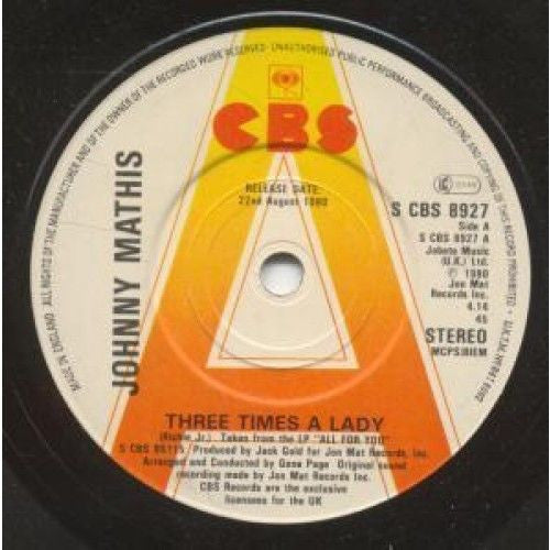 Johnny Mathis : Three Times A Lady (7", Single, Promo)