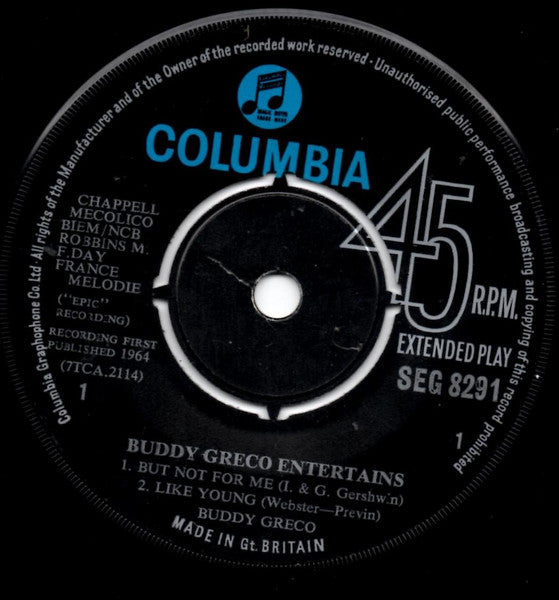 Buddy Greco : Entertains (7", EP, 4 p)