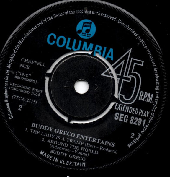 Buddy Greco : Entertains (7", EP, 4 p)