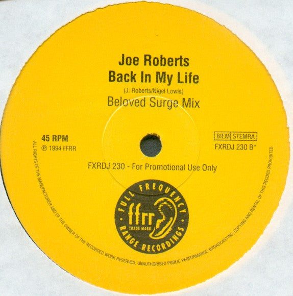 Joe Roberts : Back In My Life (Remix) (12", Promo)