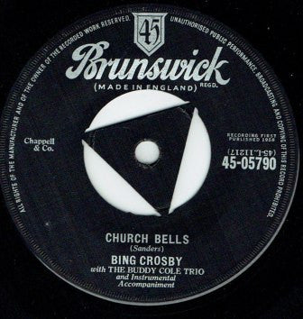 Bing Crosby With The Buddy Cole Trio : Rain / Church Bells (7", Tri)