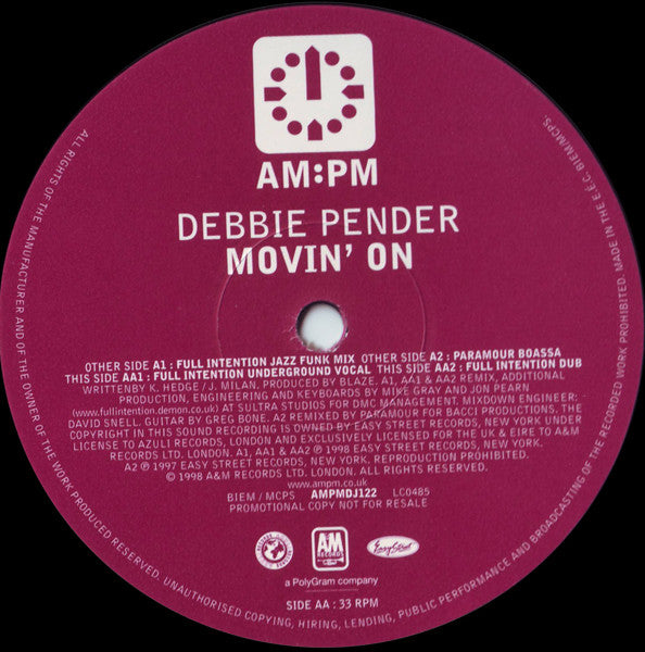 Debbie Pender : Movin' On (12", Promo)