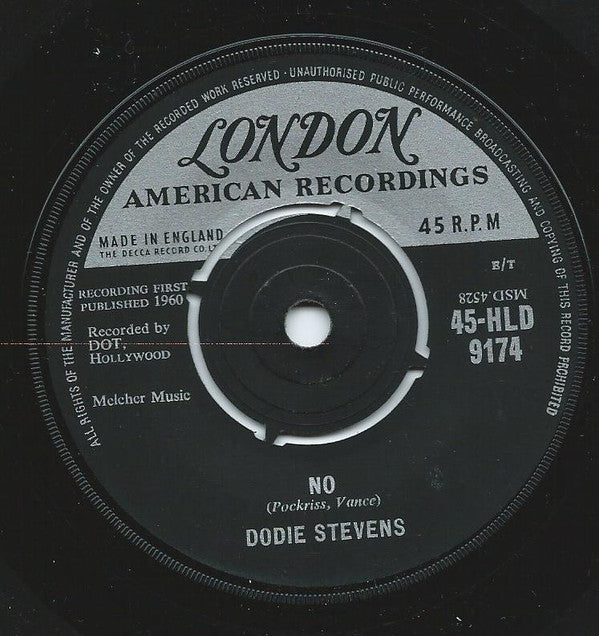 Dodie Stevens : No / A-Tisket A-Tasket (7", Single, pus)